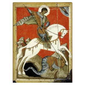 Икона великомученика Георгия Победоносца, дерево, 14х19 см
