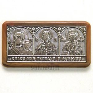 Икона в машину, триптих, пластик, 7,8х4 см