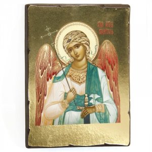 Икона Ангела Хранителя, состаренная, дерево, золочение, 14х19 см