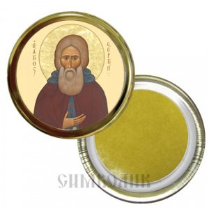 Икона преподобного Сергия Радонежского, тиснение, золочение, скотч, круг, 4 см
