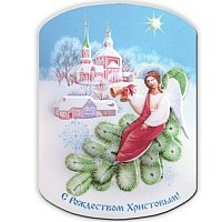 Магнит 3D "С Рождеством Христовым! Ангел на ветке", 70х96 мм