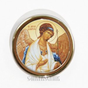 Икона Ангела Хранителя, тиснение, скотч, круг, 4 см