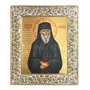 Икона преподобного Паисия Святогорца, оклад, шелкография, 20,7х17,8 см
