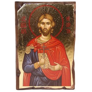 Икона великомученика Никиты, состаренная, дерево, золочение, 14х19 см