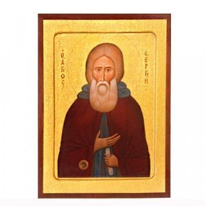 Икона преподобного Сергия Радонежского, дерево, золочение, 30х40 см