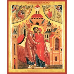 Икона Зачатия святой Анны, дерево, 7х8,7 см