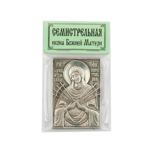 Икона Божией Матери "Семистрельная", скотч, 4,5х3 см