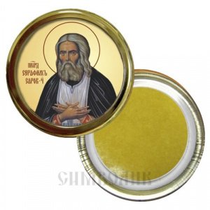 Икона преподобного Серафима Саровского, тиснение, скотч, круг, 4 см