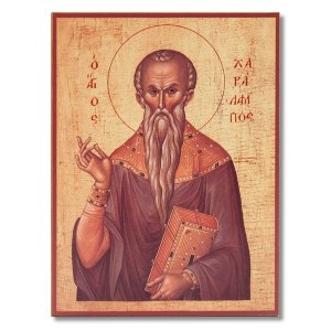 Икона священномученика Харалампия Магнезийского, дерево, 9,5х12,7 см